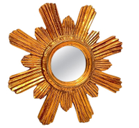 Petite Sunburst Starburst Mirror Wood Stucco