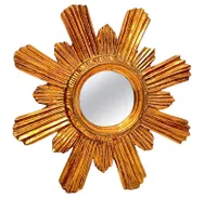 Petite Sunburst Starburst Mirror Wood Stucco