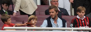 PICS! The Beckham Boys' day out at the football - Emirates, stadium, David Beckham, Brooklyn, Cruz, Romeo, pictures, Marie Claire, celebrity, news