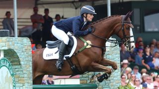 Zara Tindell competes during the final day of the Badminton Horse Trials 2024