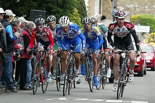 Jens Voigt (CSC) in the lead group the first time up the Mur