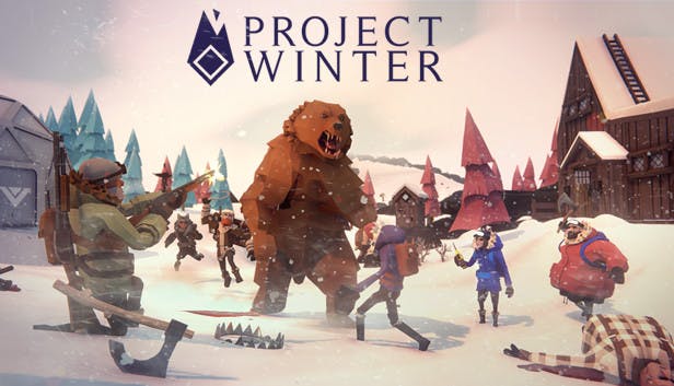 Project Winter characters ganging up on a bear that is attacking them