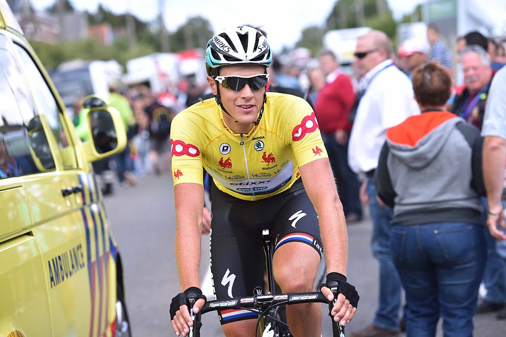 Niki Terpstra (Etixx-QuickStep) wears the yellow jersey