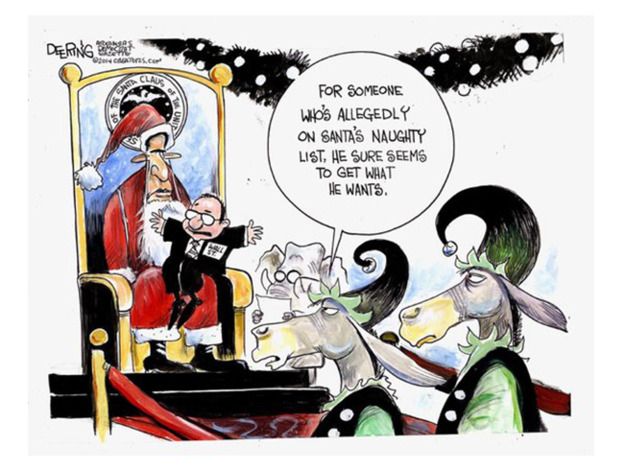 Obama cartoon Wall Street naughty list