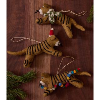 Felt Tiger Trio Ornaments (Set of 3) by Sarah Sherman Samuel