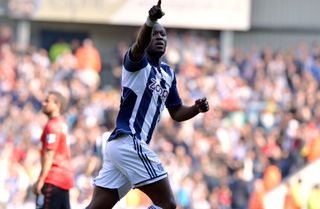 Romelu Lukaku celebrates after scoring for West Brom against Manchester United in May 2013.