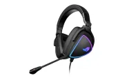 Asus ROG Delta S gaming headset with RGB lighting on