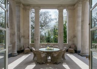 The colonnaded terrace