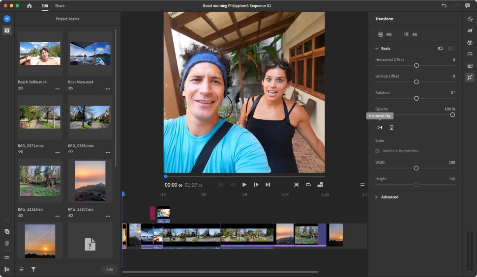 Screenshot of Adobe Premiere Rush video editing app