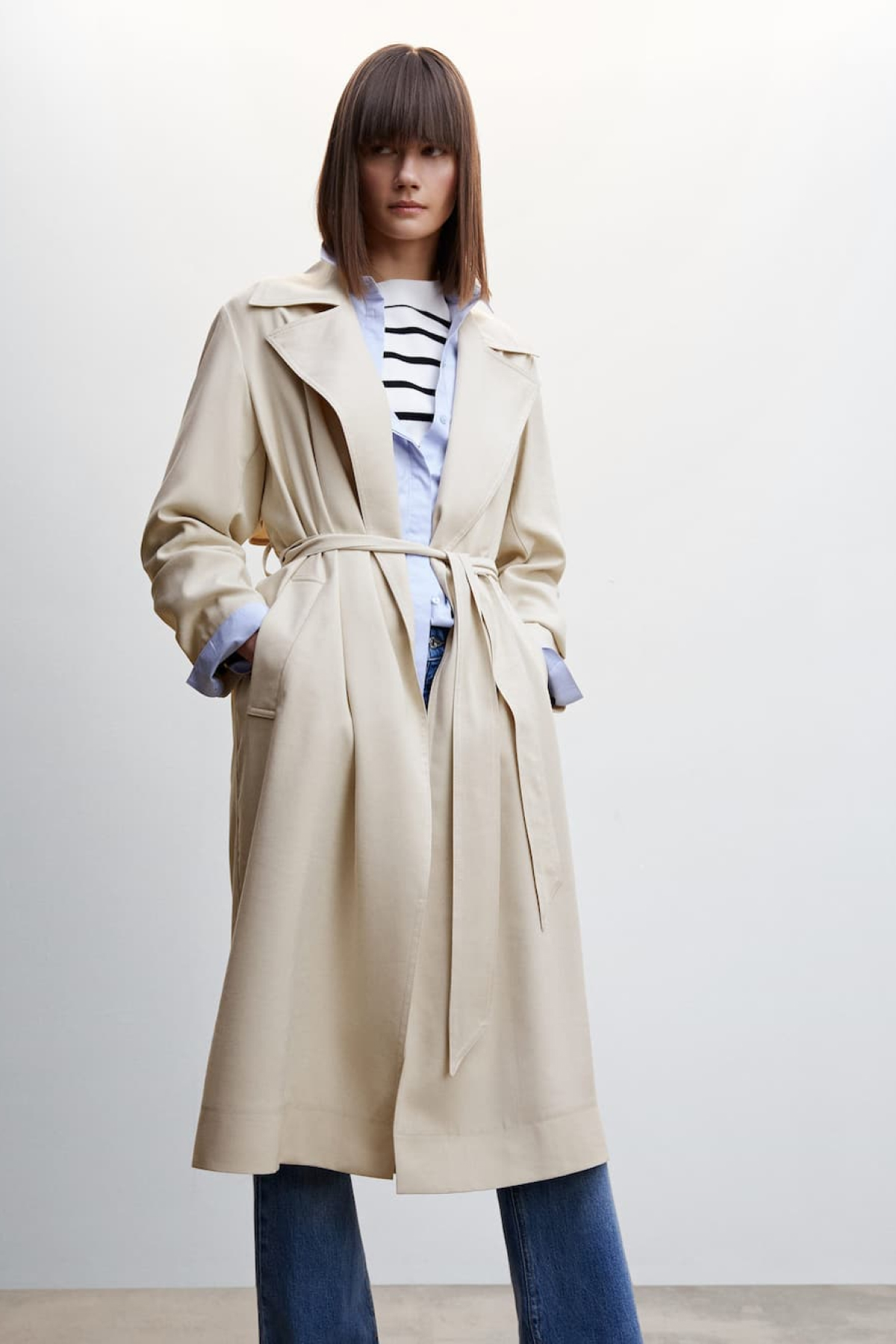 Mango Flowy Lapel Trench
