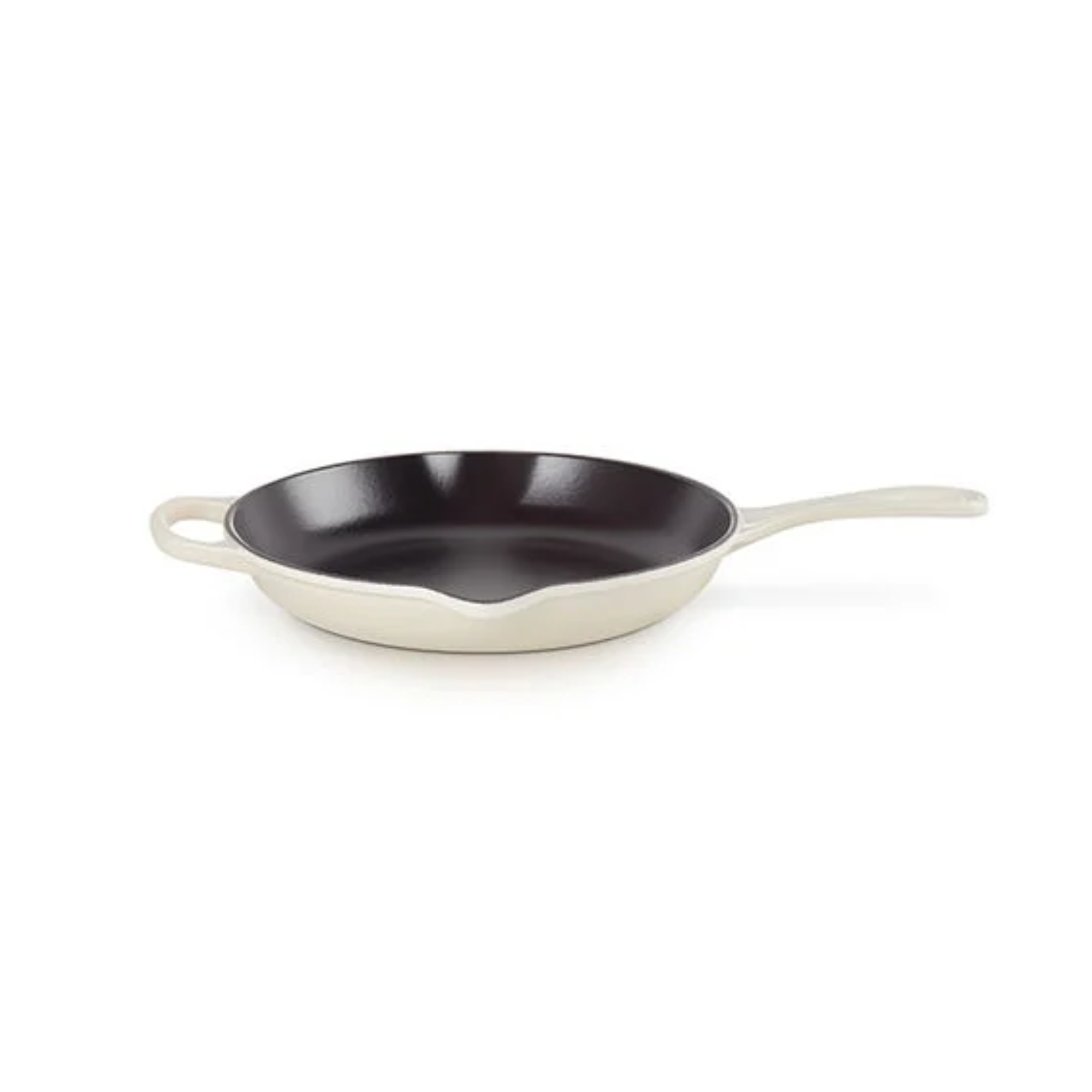 a skillet in an off white color