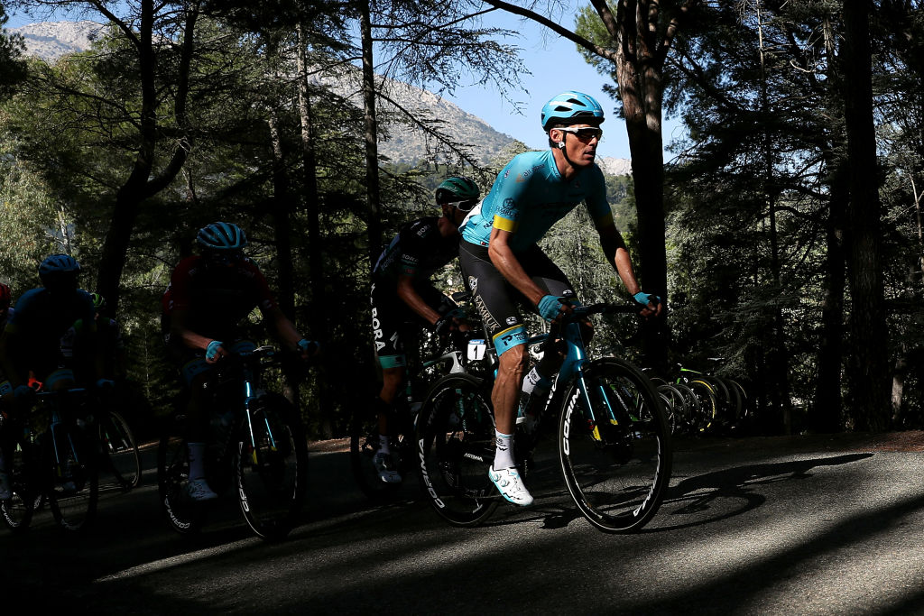 MURCIA SPAIN FEBRUARY 15 Luis Leon Sanchez Gil of Spain and Astana Pro Team Alto Espua 848m Forest Shadow during the 40th Vuelta a Murcia 2020 Stage 2 a 1796km stage from Santomera to Murcia LVM VueltaMurcia on February 15 2020 in Murcia Spain Photo by Gonzalo Arroyo MorenoGetty Images
