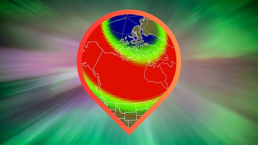 map showing where the northern lights might be visible over the US tonight 