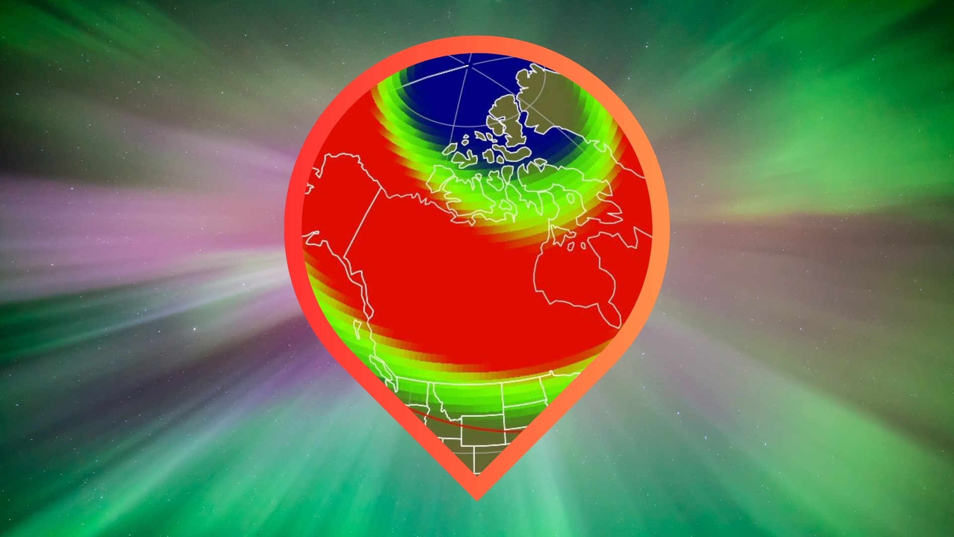 map showing where the northern lights might be visible over the US tonight 