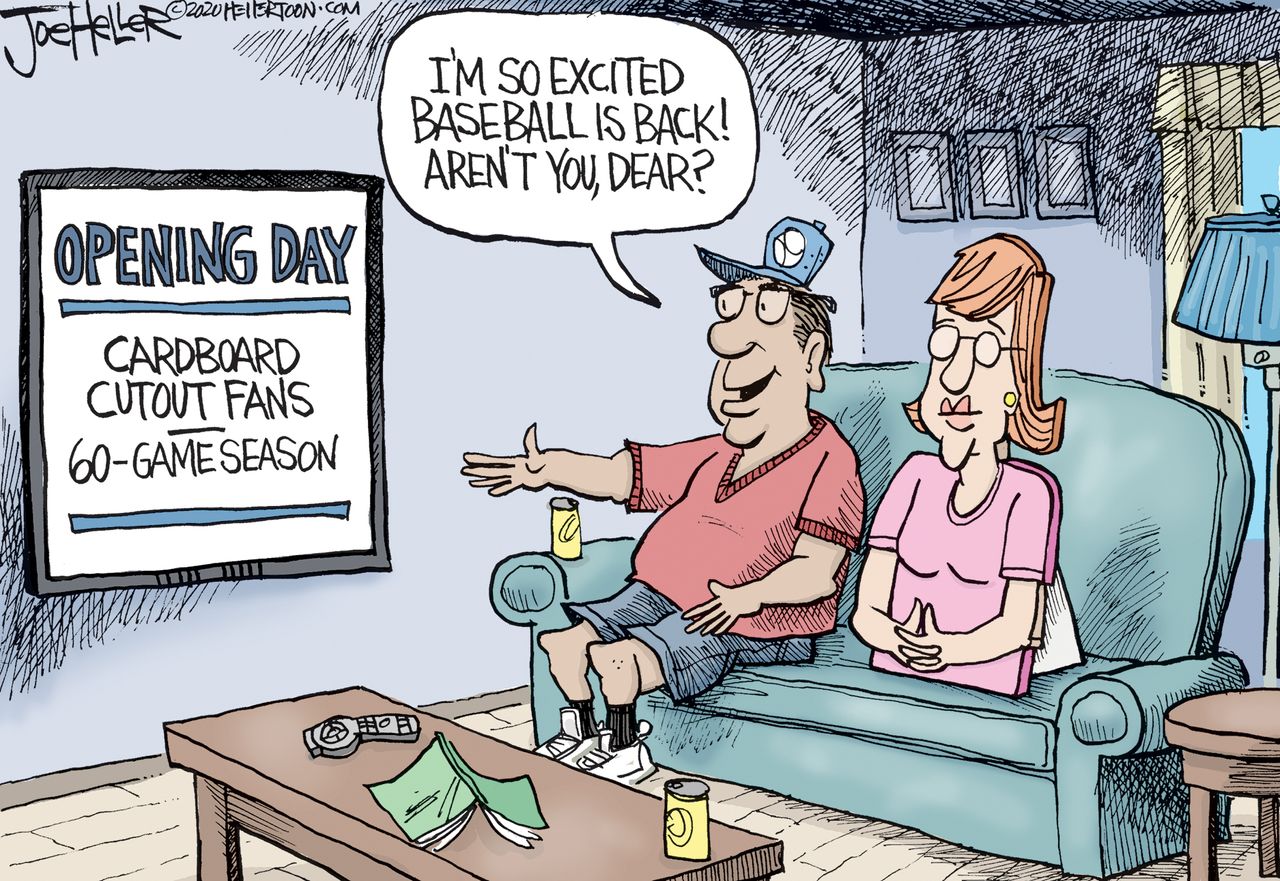 Editorial Cartoon U.S. MLB baseball cutout fans&amp;amp;nbsp;