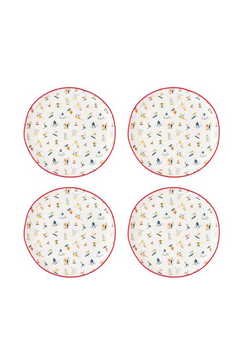 Bella Skiers Appetizer Plates, Skiers, Set of 4