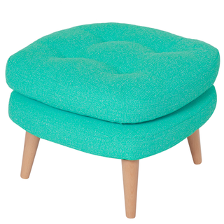 Mint green square footstool with wooden legs