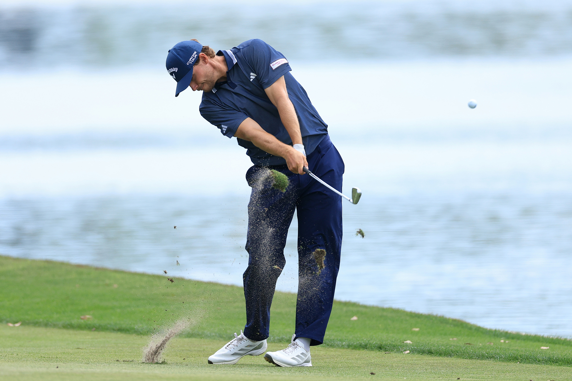 Nicolai Hojgaard hitting an iron shot