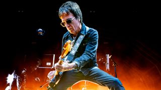 Johnny Marr performs at Castlefield Bowl on July 09, 2026 in Manchester, England. 