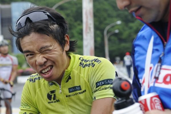 Taiji Nishitani (Aisan Racing Team) recovers following his stage win.