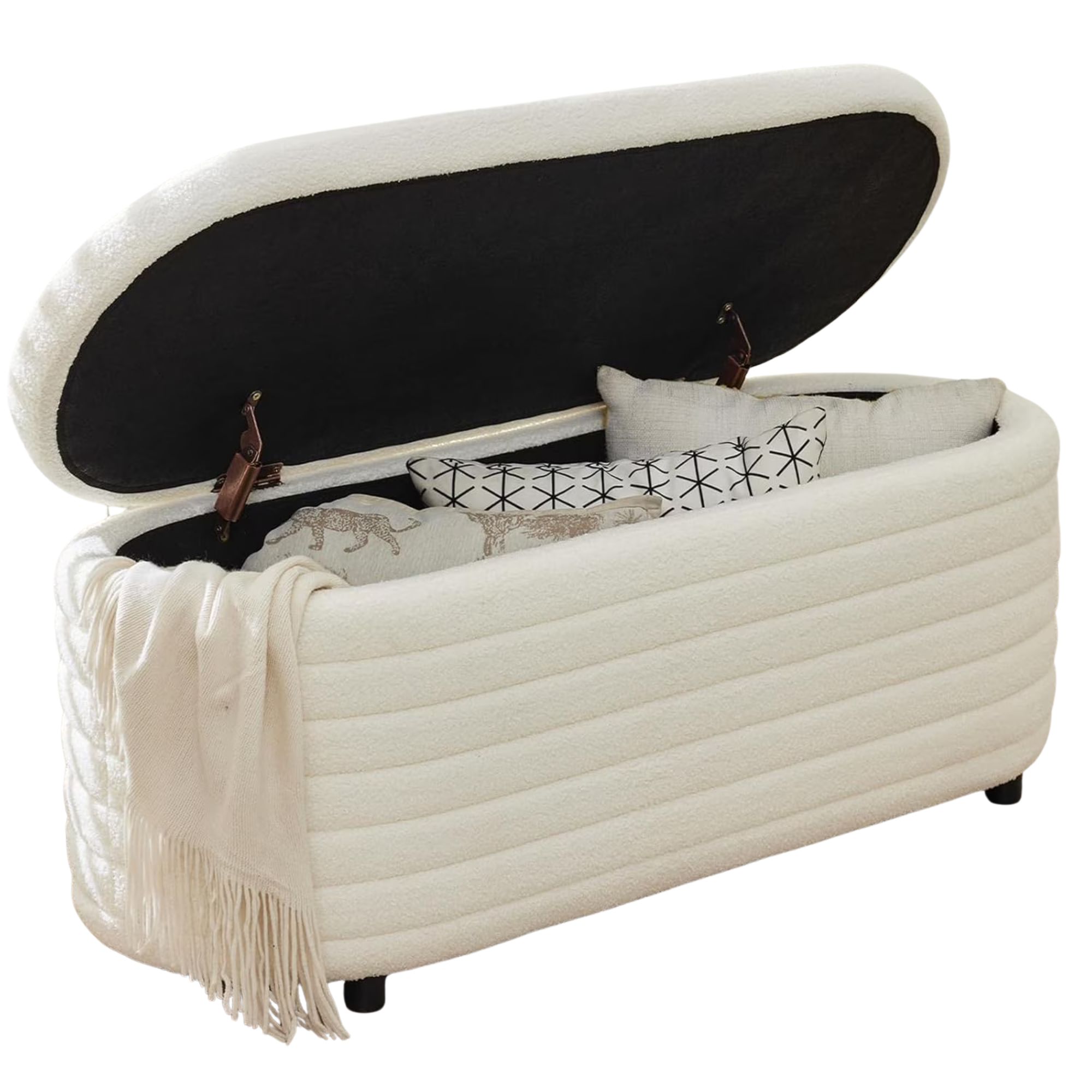 Guyou Storage Bench With Cushioned Seat, Faux Leather