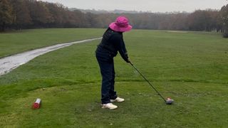 Genelle Aldred on the tee winter golf