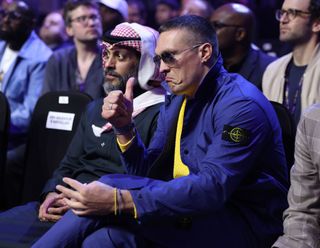 Oleksandr Usyk watching the Joshua Buatsi fight Callum Smith for the Interim WBO World Light Heavyweight Title Fight on the undercard of Beterbiev v Bivol 2: The Last Crescendo at Kingdom Arena on February 22, 2025 in Riyadh.