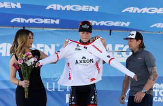 Neilson Powless (Axeon Hagens Berman) moves in the best young rider jersey