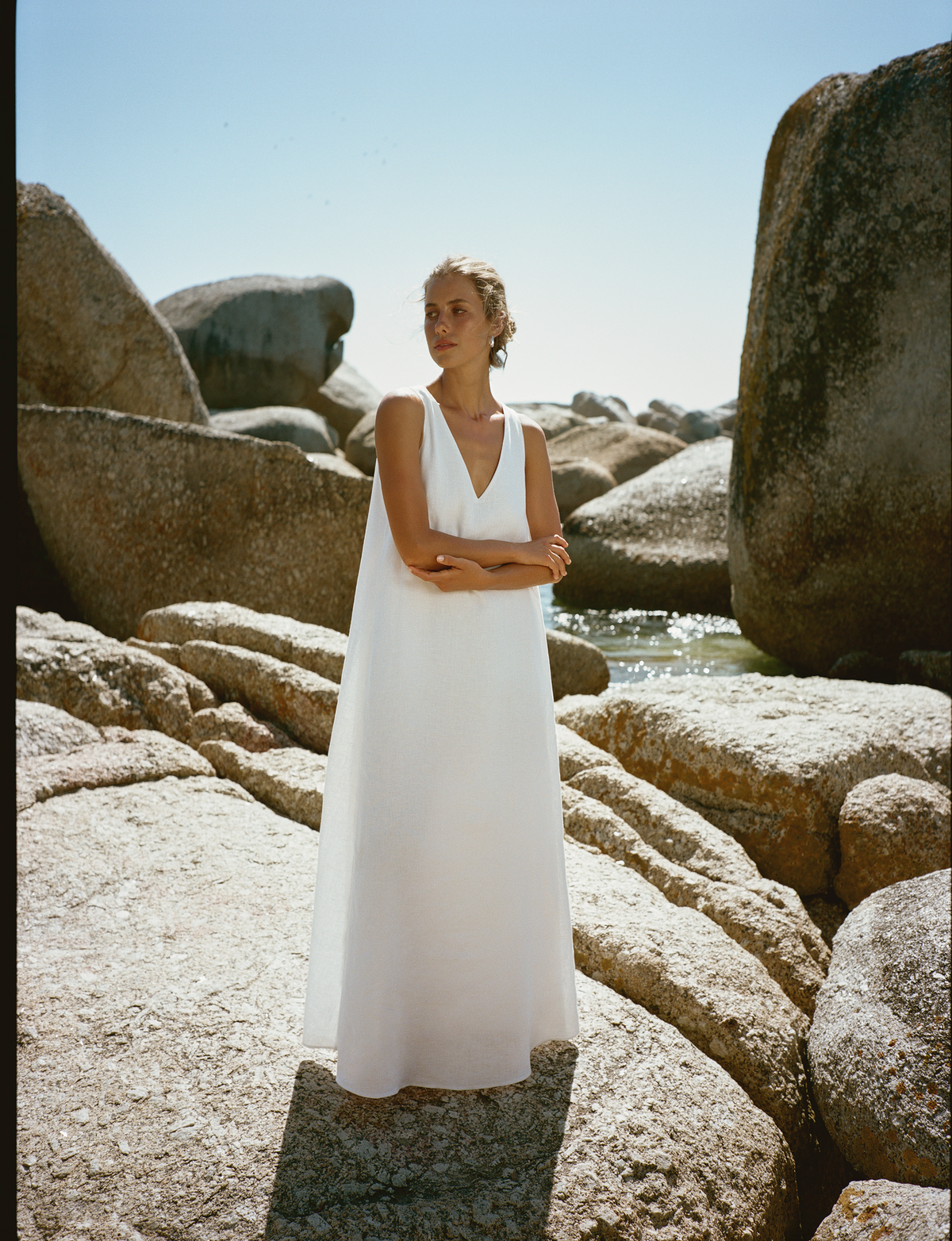 Blenheim Dress: Linen, White