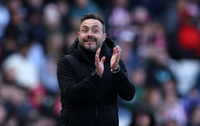 Roberto De Zerbi, Manager of Tottenham Hotspur, applauds during the Premier League match between Sunderland and Tottenham Hotspur at Stadium of Light on April 12, 2026 in Sunderland, England.