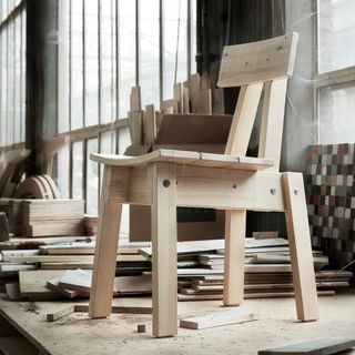 wooden industrial chair