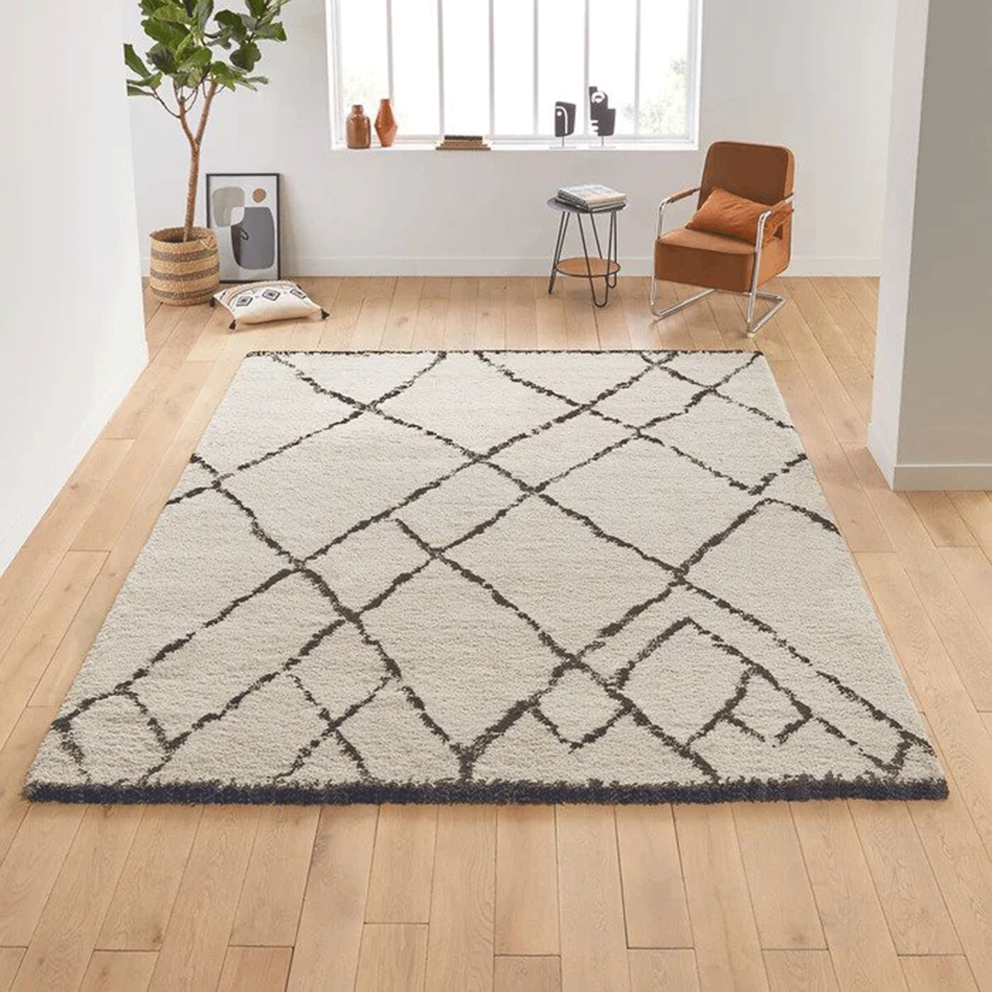 Berber rug with white sofa