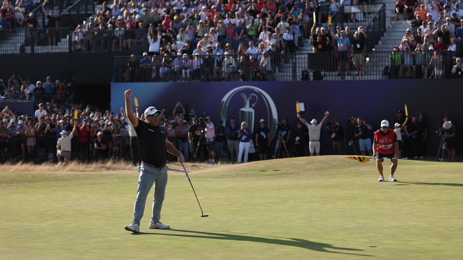 Ryan Fox reacts a putt on the 18th hole at The Open Championship