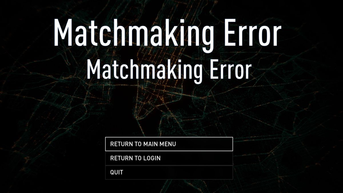 Matchmaking error 2. Matchmaking error 2