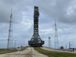 NASA's Mobile Launch Platform rolls out to Launch Complex 39B at NASA's Kennedy Space Center in Florida, on Oct. 20, 2020.
