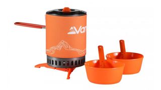 Vango Atom and Ultralight Heat Exchanger camping stove on white background