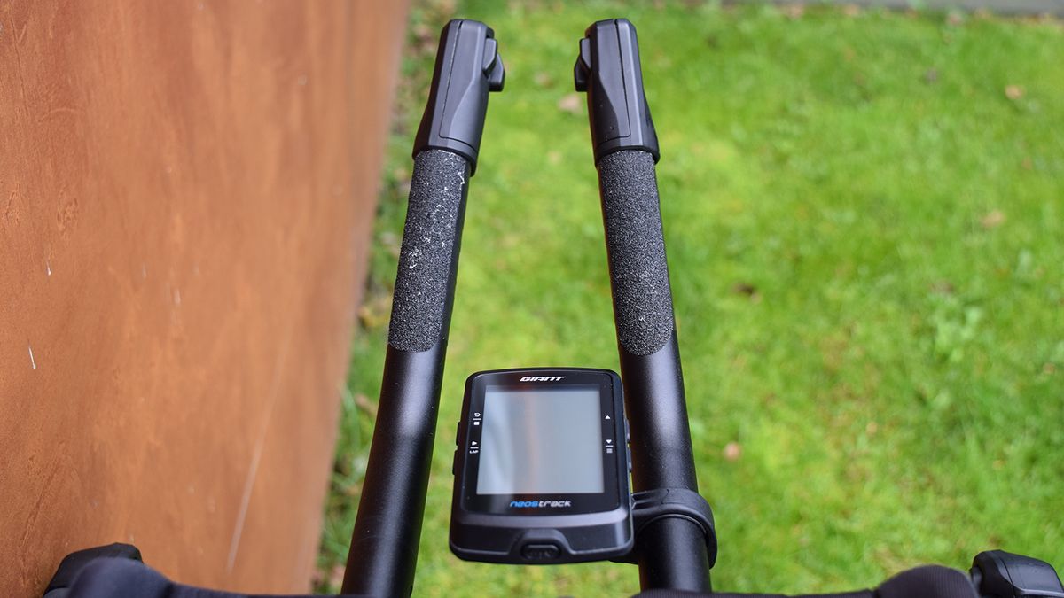 Grip tape on the handle bar extensions help to stay in position whilst racing