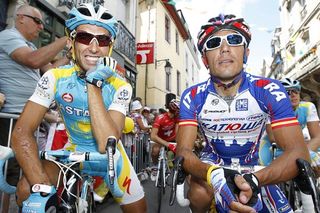 Alberto Contador and Joaquin Rodriguez before the start