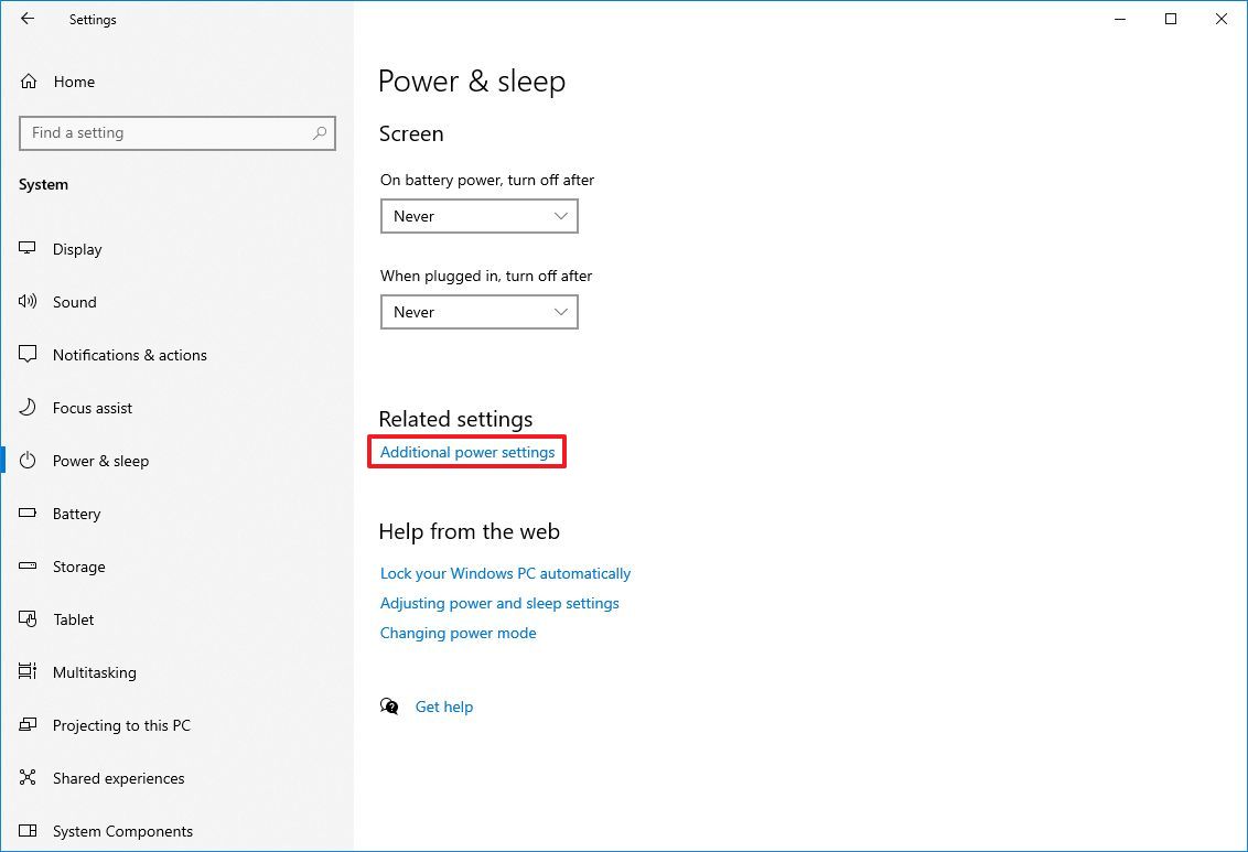 Additional power settings