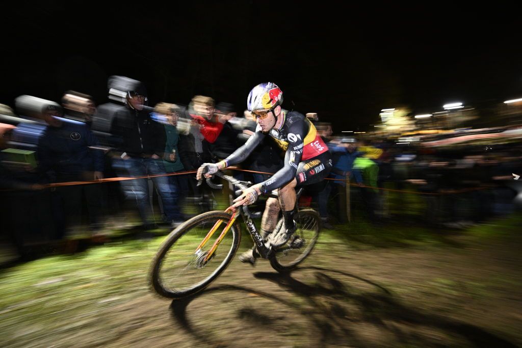 Belgian Wout Van Aert pictured in action during the men elite race of the Superprestige Diegem 6th stage out of 8 in the Superprestige cyclocross cycling competition in Diegem Wednesday 28 December 2022BELGA PHOTO JASPER JACOBS Photo by JASPER JACOBS BELGA MAG Belga via AFP Photo by JASPER JACOBSBELGA MAGAFP via Getty Images