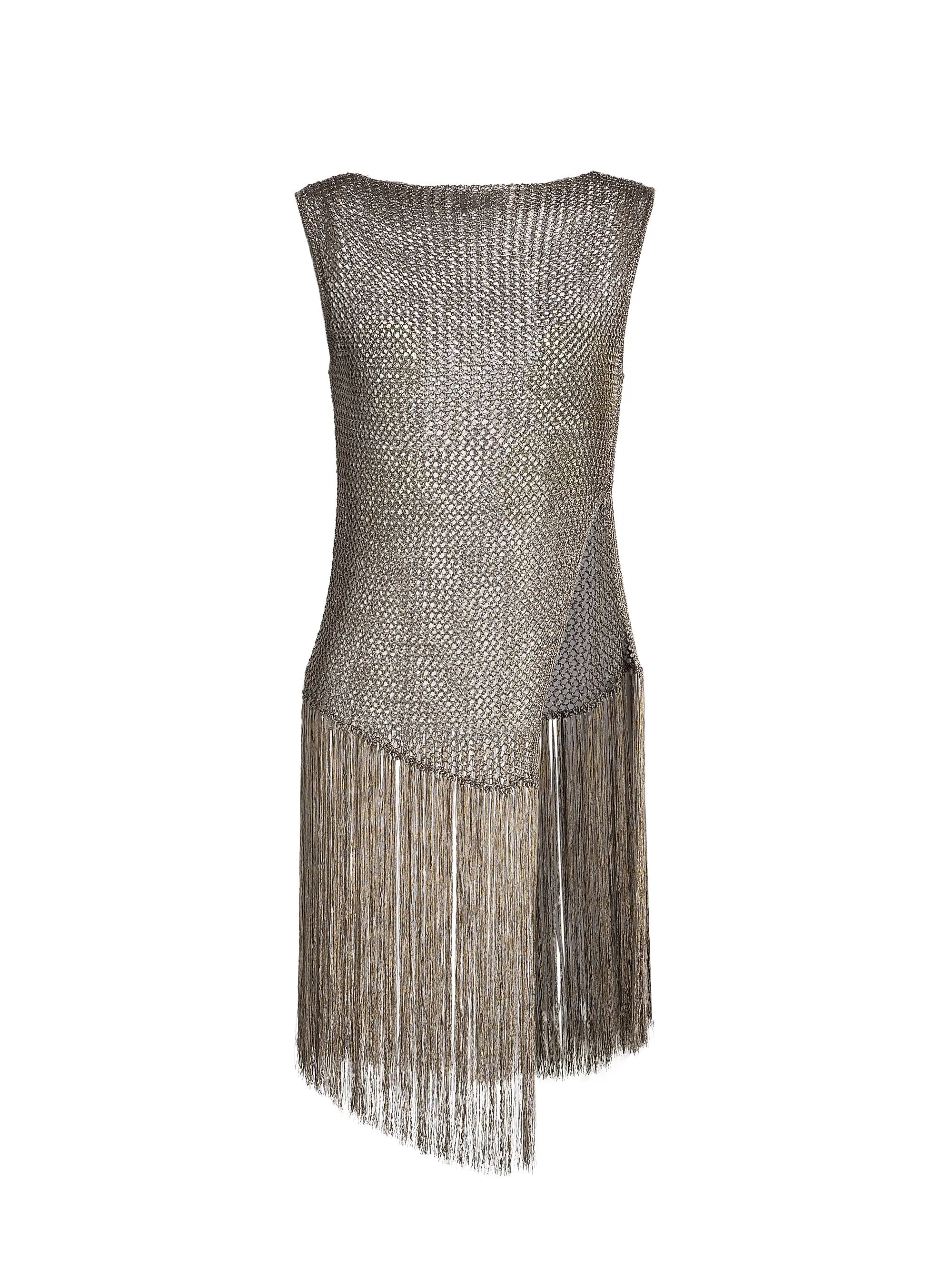Metallic Netting Fringed Asymmetric Top
