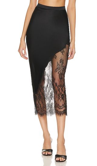 fleur du mal Silk And Chantilly Lace Skirt