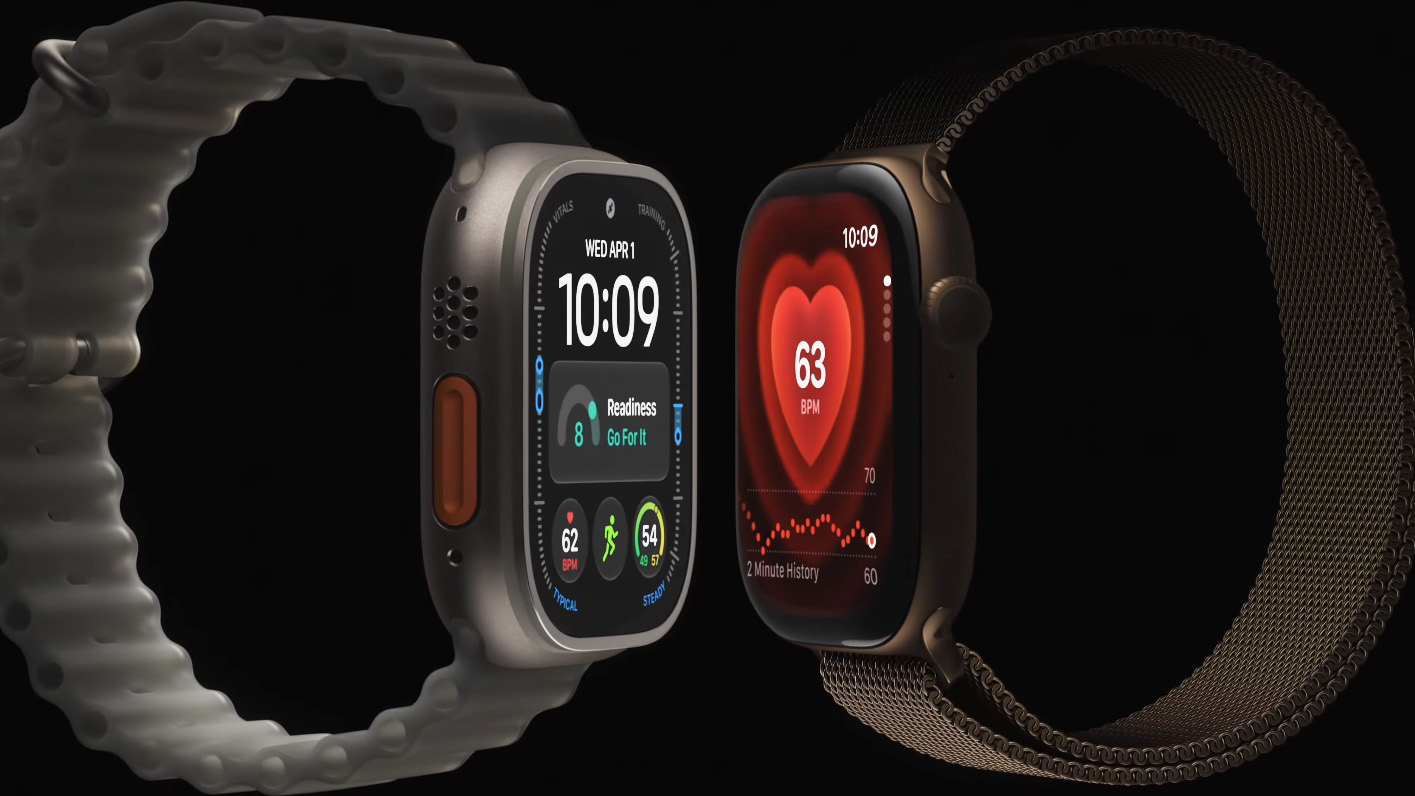 Close-up of the new Apple Watch Series 12 and Apple Watch Ultra 4 shown during the September 9 launch