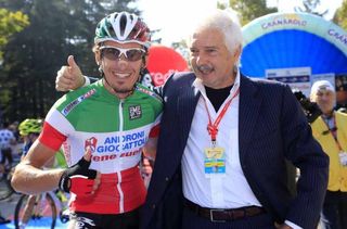 Franco Pellizotti with Androni Giocattoli team manager Gianni Savio