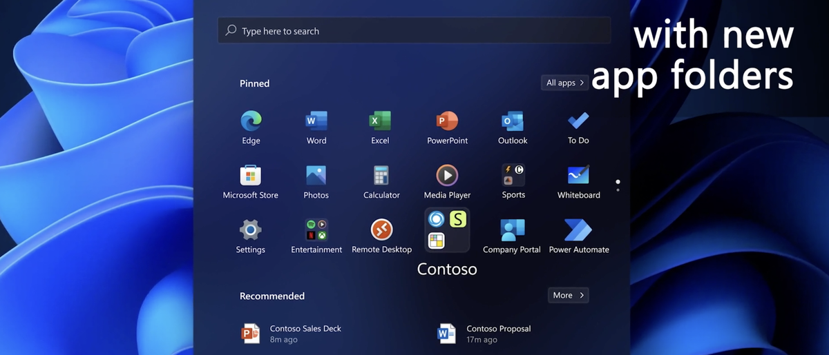 Start menu folders in Windows 11