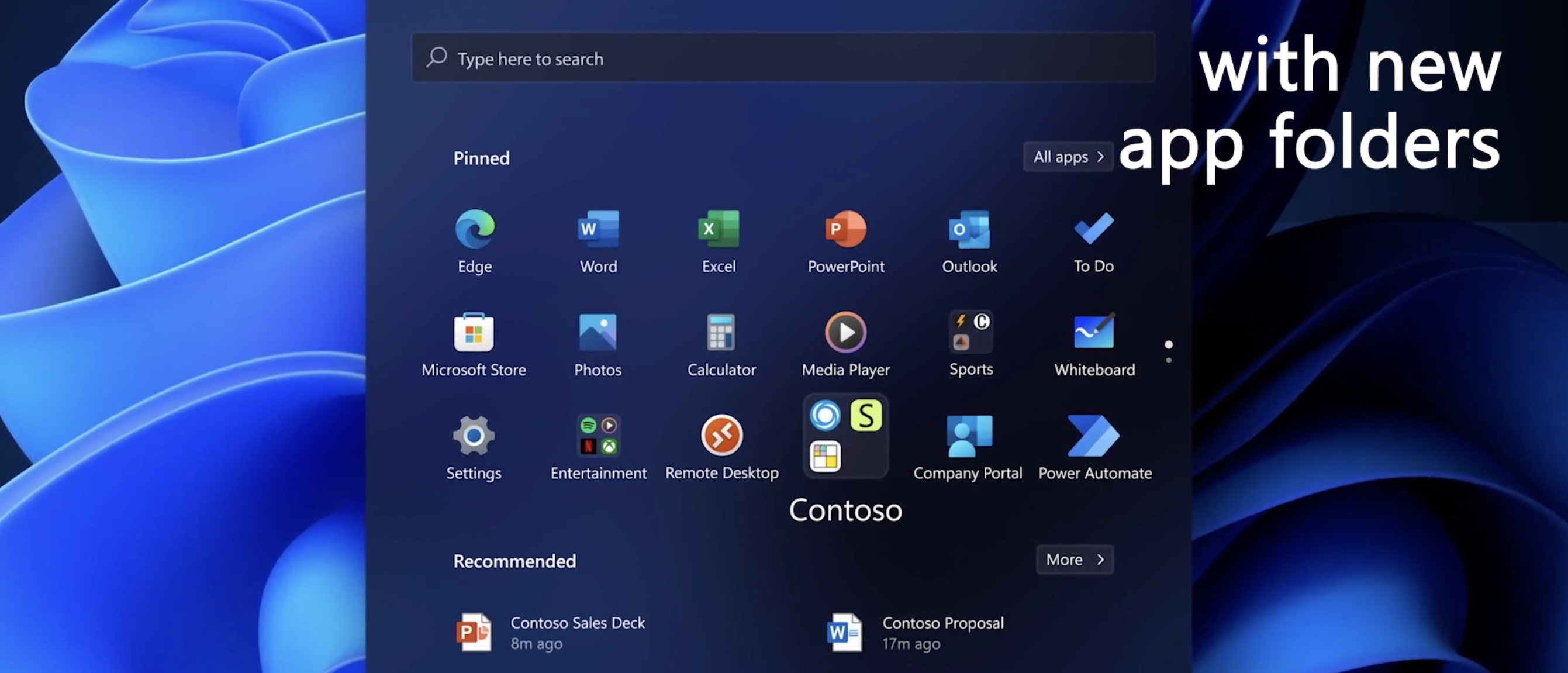 Start menu folders in Windows 11
