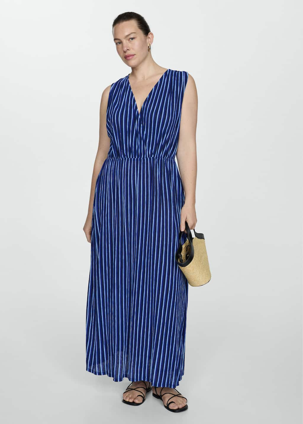 mango, Stripe-Print Dress With Bow