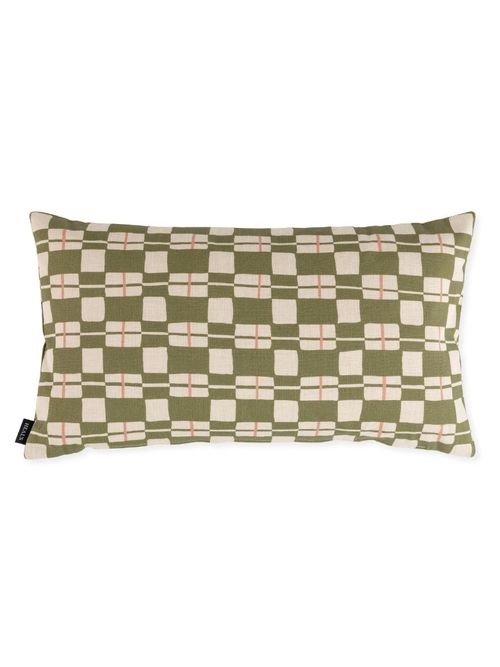 Edith Check Cushion Olive&nbsp;
