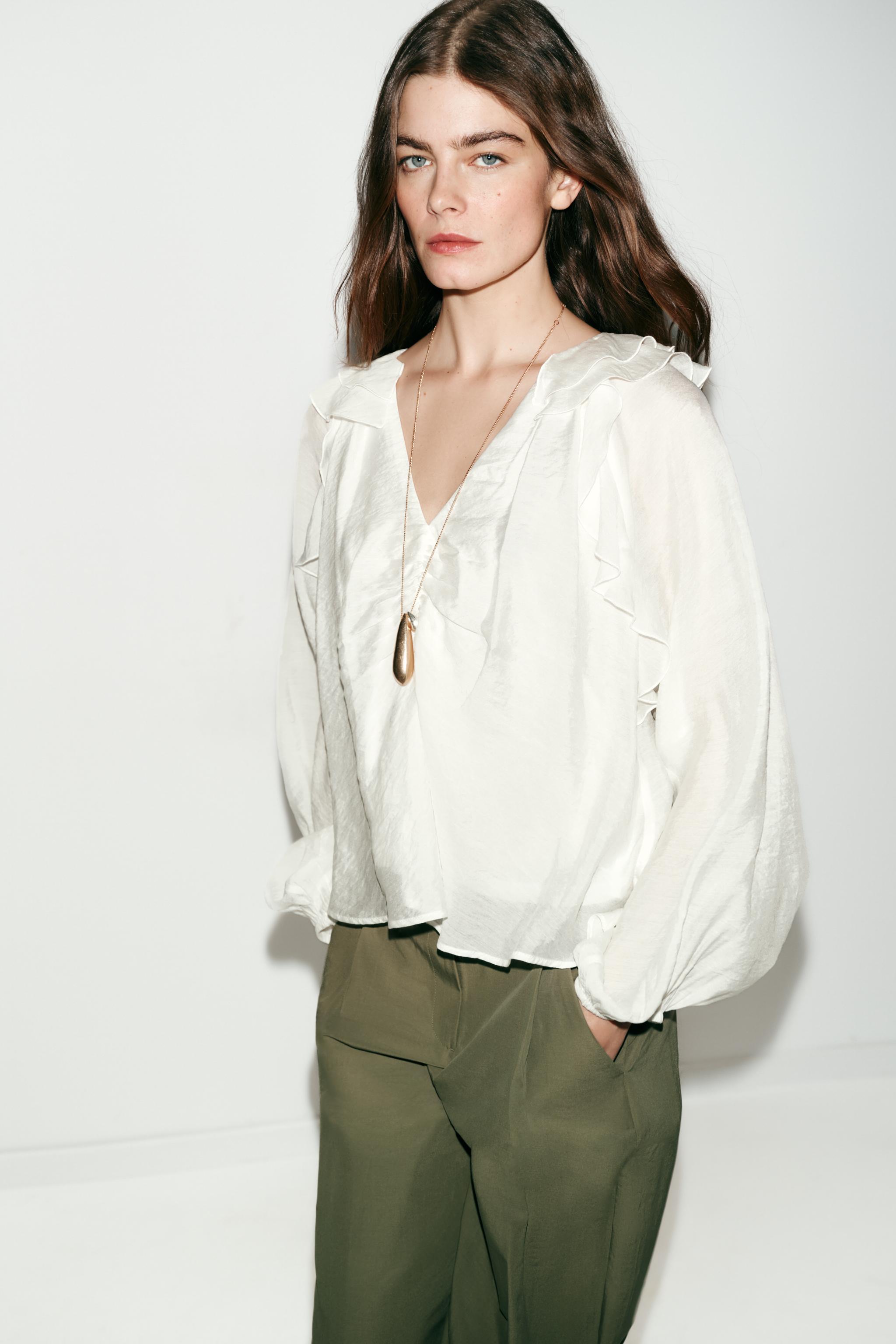 Ruffled Blouse With Gathered Detail