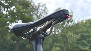 View of the titanium rails on the ERE Research Tenaci TT saddle